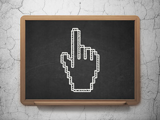 Image showing Social network concept: Mouse Cursor on chalkboard background