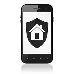 Image showing Safety concept: Shield on smartphone