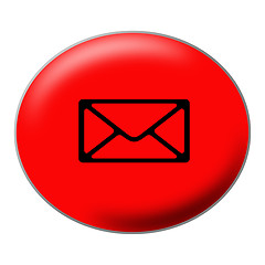 Image showing Oval Red Mail Button