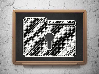 Image showing Finance concept: Folder With Keyhole on chalkboard background