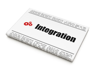 Image showing Business news concept: newspaper with Integration and Gears