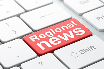 Image showing Regional News on computer keyboard background