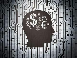 Image showing Advertising concept: circuit board with Head Finance Symbol