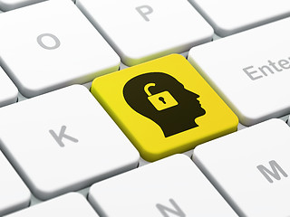 Image showing Finance concept: Head With Padlock on computer keyboard