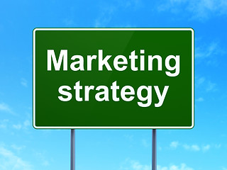 Image showing Advertising concept: Marketing Strategy on road sign background