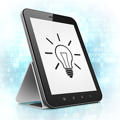 Image showing Business concept: Light Bulb on tablet pc computer