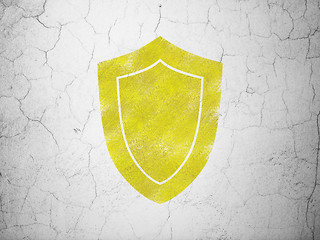 Image showing Privacy concept: Shield on wall background