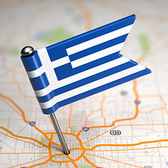 Image showing Greece Small Flag on a Map Background.