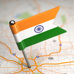 Image showing India Small Flag on a Map Background.