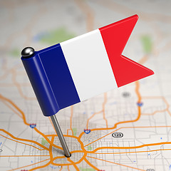 Image showing French Small Flag on a Map Background.