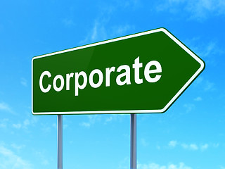 Image showing Business concept: Corporate on road sign background