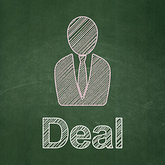 Image showing Finance concept: Business Man and Deal on chalkboard background