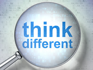 Image showing Education concept: Think Different with optical glass