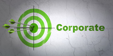 Image showing Business concept: target and Corporate on wall background