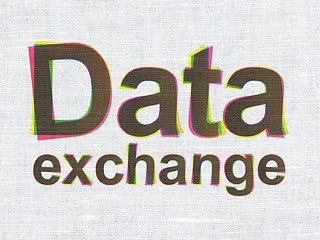 Image showing Information concept: Data Exchange on fabric texture background