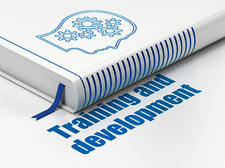 Image showing Education concept: book Head With Gears, Training and Development on white background