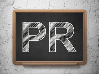 Image showing Marketing concept: PR on chalkboard background