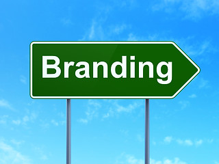 Image showing Marketing concept: Branding on road sign background