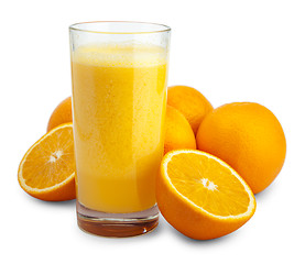 Image showing Orange juice and slices isolated