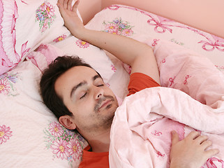 Image showing Portrait of a young man sleeping.