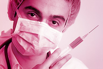 Image showing Portrait of a young doctor with stethoscope.