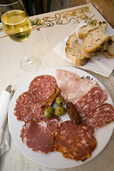 Image showing ham and salami plate rome restaurant
