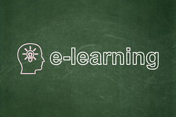 Image showing Education concept: Head With Light Bulb and E-learning
