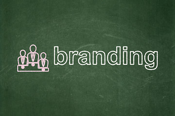 Image showing Advertising concept: Business Team and Branding on chalkboard