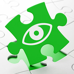 Image showing Privacy concept: Eye on puzzle background