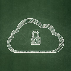 Image showing Cloud computing concept: Cloud With Padlock on chalkboard