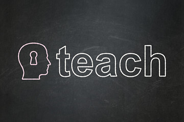 Image showing Education concept: Head With Keyhole and Teach on chalkboard