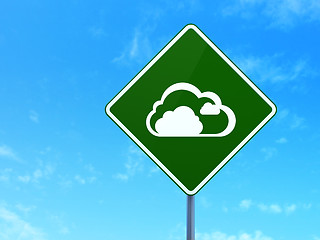 Image showing Cloud on road sign background