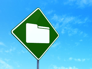 Image showing Finance concept: Folder on road sign background