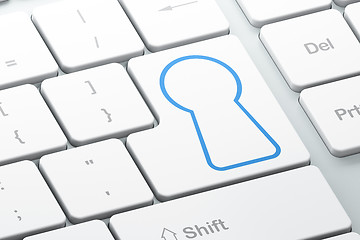 Image showing Safety concept: Keyhole on computer keyboard background