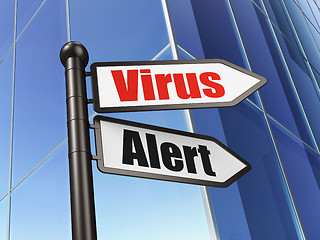 Image showing Safety concept: sign Virus Alert on Building background