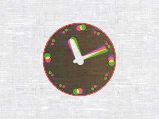 Image showing Time concept: Clock on fabric texture background