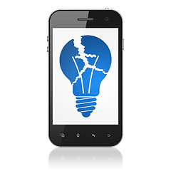 Image showing Finance concept: Light Bulb on smartphone