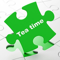 Image showing Tea Time on puzzle background