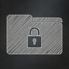 Image showing Business concept: Folder With Lock on chalkboard background