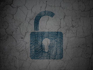 Image showing Security concept: Opened Padlock on grunge wall background