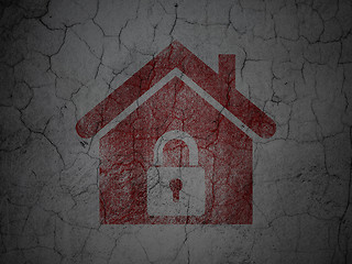 Image showing Protection concept: Home on grunge wall background