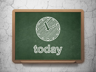 Image showing Time concept: Clock and Today on chalkboard background