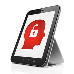 Image showing Business concept: Head With Padlock on tablet pc computer