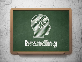 Image showing Marketing concept: Head With Light Bulb and Branding