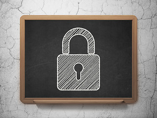 Image showing Information concept: Closed Padlock on chalkboard background