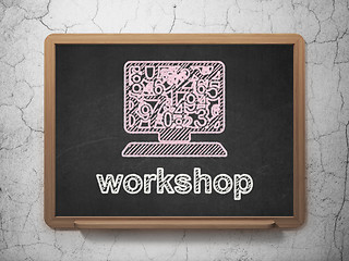Image showing Education concept: Computer Pc and Workshop on chalkboard