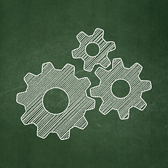 Image showing Finance concept: Gears on chalkboard background