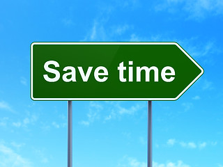 Image showing Time concept: Save Time on road sign background