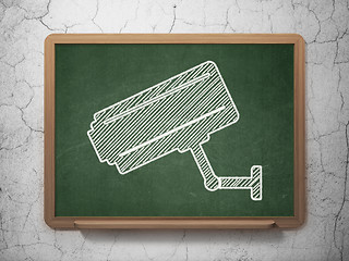 Image showing Safety concept: Cctv Camera on chalkboard background