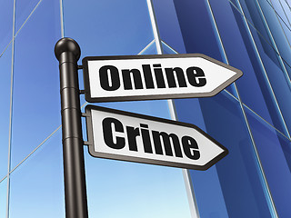 Image showing Protection concept: sign Online Crime on Building background